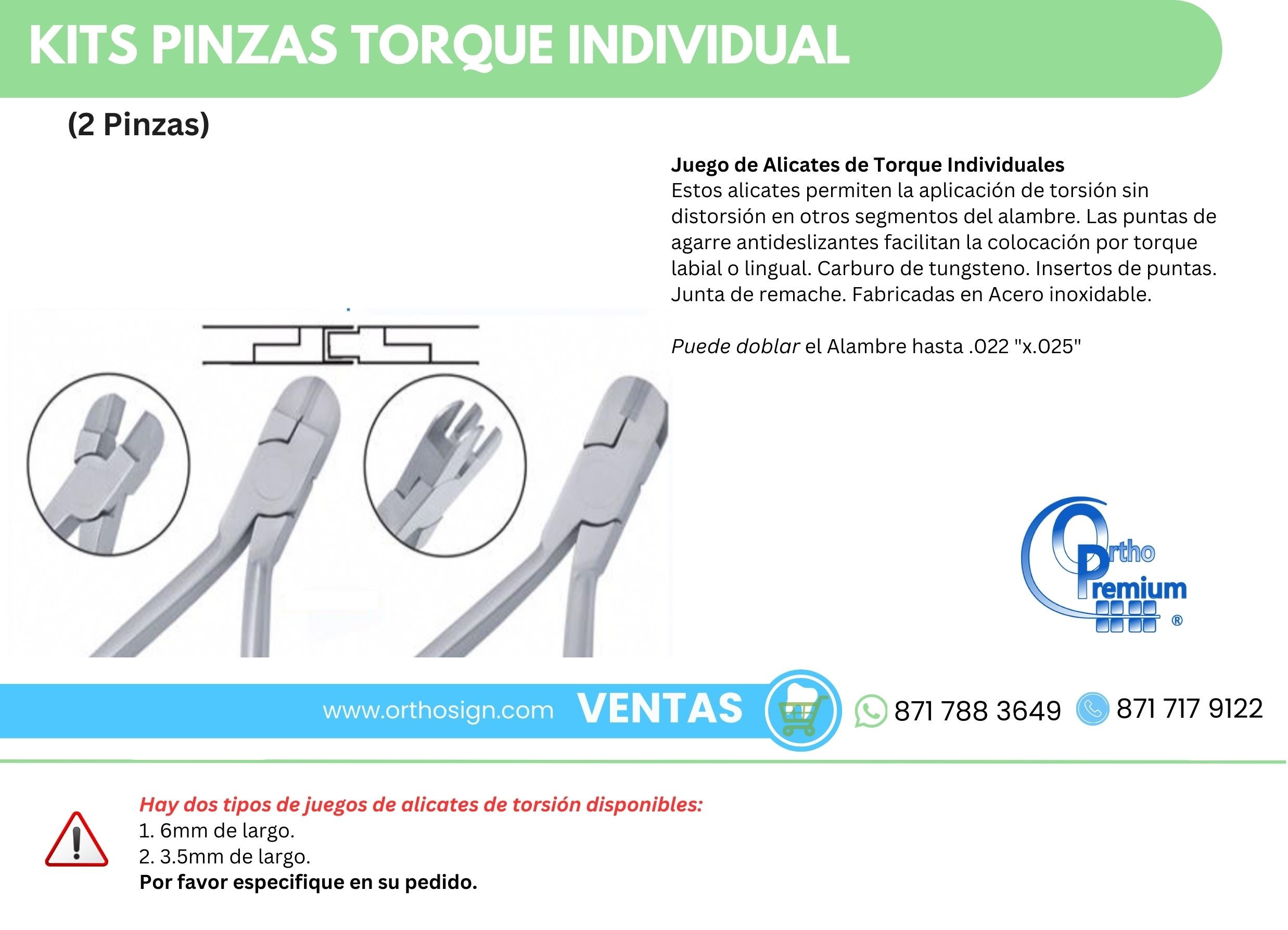 Kits Pinzas Torque Individual (2 Pinzas) Ortho Premium ORTHOSIGN